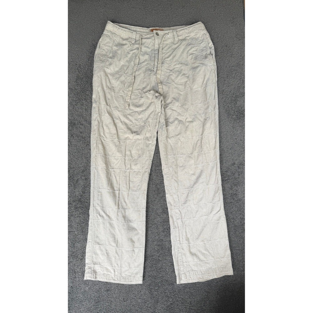Enyce Mens 38 Tan Beige Quilted Grid Cotton Drawstring Relaxed Straight Pants‎